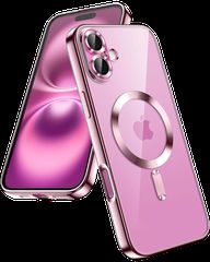 MagSafe TPU Color Chrome Case protect lens for iPhone 16 Plus rose gold
