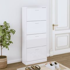 Παπουτσοθήκη Γυαλιστερό Λευκό 63x24x147 εκ. Επεξεργασμένο Ξύλο 342546