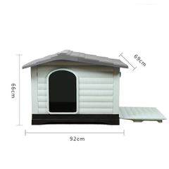 Σπιτάκι σκύλου με πλαϊνή πόρτα "KOURK" εξωτερικού χώρου από πλαστικό Μ70xΠ80xΥ75CΜ - Γκρι