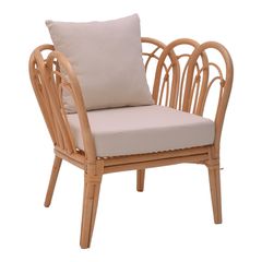Πολυθρόνα Tania φυσικό rattan-λευκό μαξιλάρι 76x76x76εκ