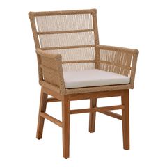 Πολυθρόνα Inca teak ξύλο και pe σχοινί σε φυσική-μπεζ απόχρωση με μαξιλάρι 60x61x90εκ