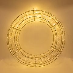 Στεφάνι 80cm φωτιζόμενο με 1680 led θερμό φως χρονοδιακόπτη και μπρονζέ μεταλλικό σκελετό με προέκταση παροχής 5m ip44
