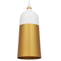 GLOBOSTAR® PALAZZO 01524 Μοντέρνο Κρεμαστό Φωτιστικό Οροφής με Ντουί 1 x E27 AC 220-240V IP20 - Λευκό & Χρυσό - Μ14 x Π14 x Υ34cm
