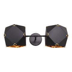 GLOBOSTAR® WELLES 00795 Μοντέρνο Φωτιστικό Τοίχου - Απλίκα με Ντουί 2 x E14 AC 220-240V IP20 - Μαύρο - Μ52 x Π21 x Υ17cm