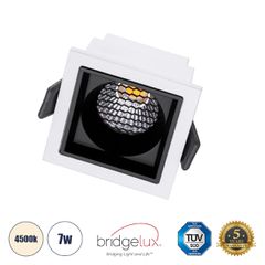 GLOBOSTAR® PLUTO-S 60264 Χωνευτό Downlight Σποτ με Honeycomb Anti Glare Reflector LED 7W 910lm 38° AC 220-240V IP20 Φυσικό Λευκό 4500K - Bridgelux COB Chip & TÜV SÜD Driver - Λευκό & Μαύρο Ματ - Μ6.4