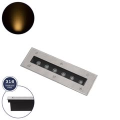 GLOBOSTAR® UNDERGROUND-REMVI 90190 Χωνευτή Μπάρα Φωτισμού Wall Washer LED 9W 990lm 10° DC 24V Αδιάβροχο IP68 Θερμό Λευκό 2700K Dimmable - Ανοξείδωτο Ατσάλι 304 - Μ30 x Π9 x Υ8.5cm / Q28.5 x 7.5cm - 3