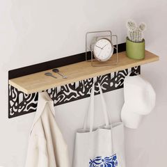 Κρεμάστρα τοίχου Novo Megapap από μέταλλο - μελαμίνη χρώμα sapphire oak - μαύρο 80x12,2x20εκ.