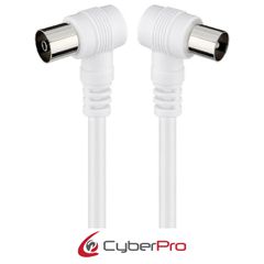 CYBERPRO CP-TVPAL015W-90, Καλώδιο Κεραίας M/F γωνιακό, 1,5 μέτρα, Λευκό