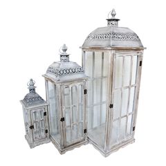 Φανάρια Penny Inart σετ 3τεμ αλουμίνιο σε antic λευκή απόχρωση