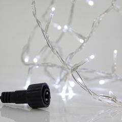 100 led λαμπάκια σε σειρά με τροφοδοσία ρεύματος με 4 επεκτάσεις έως 3 σετ, διάφανο pvc καλώδιο ψυχρό χρώμα φωτ΄ός ανά 5cm IP44