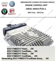 Προγραμματισμός εγκεφάλου VAG group  ECU ECM MED17 EDC17 MEDC17 SIMOS PCR2.1 Immo Immobilizer Cloning SERVICE!