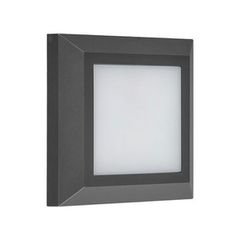 Επίτοιχο LED φωτιστικό τετράγωνο PC 125x125mm 4W με δυνατότητα επιλογής χρώματος φωτός CCT σε γραφίτη IP65