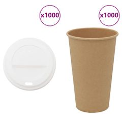 vidaXL Χάρτινα ποτήρια καφέ με καπάκια 1000 τεμάχια 16oz 400ml