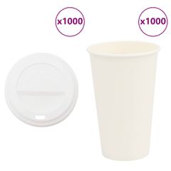 vidaXL Χάρτινα ποτήρια καφέ με καπάκια 1000 τεμάχια 16oz 400ml