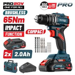 BORMANN Pro BBP5401X22CA Κρουστικό Δραπανοκατσάβιδο Compact Brushless Μπαταρίας 20V, 2x2ah