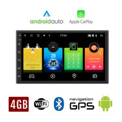 Οθόνη αφής 2-DIN Android 4GB με Ελληνικό GPS Bluetooth WI-FI Youtube USB (ηχοσύστημα αυτοκινήτου 2DIN Android Auto Apple Carplay πλοηγός MP3 ραδιόφωνο MP5 OEM universal)