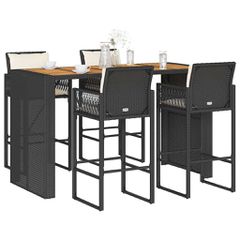 Σετ Επίπλων Μπαρ Κήπου 5τεμ Μαύρο Συνθετ Ρατάν Μαξιλάρια Ακακία 3328901