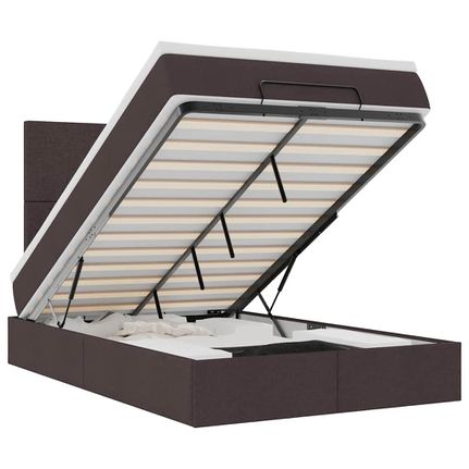 Οθωμανικό κρεβάτι με στρώμα Σκούρο καφέ 120x190 cm Ύφασμα 3313060-thumb-1