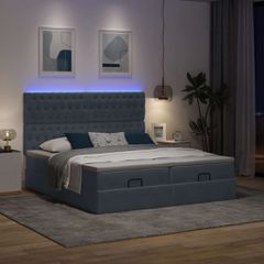 Οθωμανικό κρεβάτι με στρώματα & LEDs Σκούρο γκρι Βελούδο 3314646