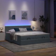 Οθωμανικό κρεβάτι με στρώματα & LEDs Σκούρο γκρι Βελούδο 3314610