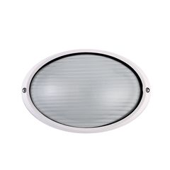 Φωτιστικό πλαφονιέρα 230VAC Ε27x1 Φ22cm οβάλ σε λευκό χρώμα αλουμινίου IP45
