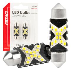 Amio - ΛΑΜΠΑΚΙΑ ΠΛΑΦΟΝΙΕΡΑΣ 39mm 12/24V C5W 5500K 12xSMD 2016 CAN-BUS FESTOON (ΛΕΥΚΟ) - 2 ΤΕΜ. (04237/AM)