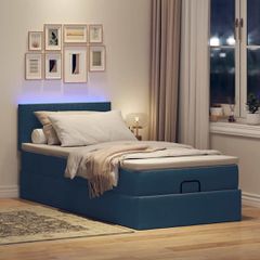 Οθωμανικό κρεβάτι με στρώμα & LEDs Μπλε 90x200 cm Ύφασμα 3312200