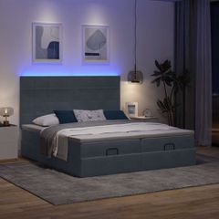 Οθωμανικό κρεβάτι με στρώματα & LEDs Σκούρο γκρι Βελούδο 3314628