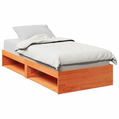 Καναπές Κρεβάτι Χωρίς Στρώμα Καφέ 90x190 εκ. Μασίφ Ξύλο Πεύκου 859249