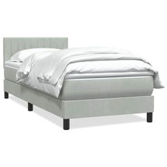 Box Spring κρεβάτι με στρώμα ανοιχτό γκρι 80x220 cm Βελούδινο 3316425