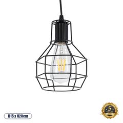 Vintage Κρεμαστό Φωτιστικό Οροφής με Ντουί 1 x E27 AC 220-240V IP20 - Μαύρο - Μ15 x Π15 x Υ20cm
