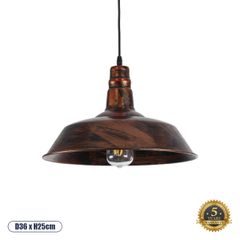 Vintage Κρεμαστό Φωτιστικό Οροφής με Ντουί 1 x E27 AC 220-240V IP20 - Χάλκινο Εφέ Σκουριάς - Μ36 x Π36 x Υ25cm