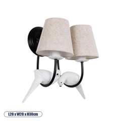 Επιτοίχια απλίκα με 2 ντουί E14 kelvo® DOVE Vintage μαύρο & μπεζ 28x28x30cm 01086