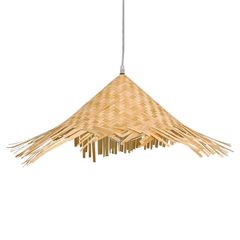Boho κρεμαστό φωτιστικό RICEHAT μονόφωτο μπέζ ξύλινο ψάθινο Rattan Φ70 1 x E27 AC 220-240V