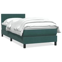 Box Spring κρεβάτι με στρώμα σκούρο πράσινο 80x220εκ. Βελούδινο 3316428