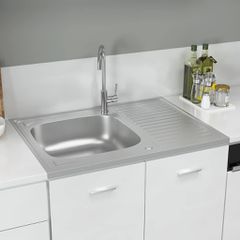 Νεροχύτης + Ποδιά Σετ Ασημί 800x600x155 χιλ. Ανοξείδωτο Ατσάλι 147233