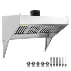 VEVOR Commercial Exhaust Hood, 6FT Food Truck Hood Exhaust, 201 Stainless Steel Concession Trailer Hood με 3 αποσπώμενο πλέγμα φίλτρου λαδιού σχήματος U, κουκούλα εξαερισμού ανθεκτικό στη σκουριά για