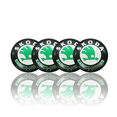 Αυτοκόλλητο Έμβλημα Καπάκι  Κάλυψης με Λογότυπο Skoda Πράσινο για Ζάντα / Τάσσι  56mm