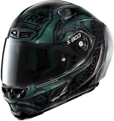 ΚΡΑΝΟΣ FULL FACE X-803 RS ULTRA CARBON REPLICA 25 C. STONER SUPERHERO CARBON NUANCE GREEN/RED| X-LITE