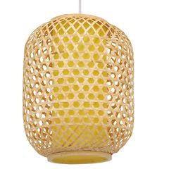Boho κρεμαστό φωτιστικό MAURITIUS μονόφωτο καφέ ξύλινο Bamboo Φ30 1 x E27 AC 220-240V