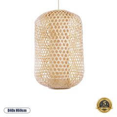 Boho κρεμαστό φωτιστικό MAURITIUS μονόφωτο καφέ ξύλινο Bamboo Φ40 1 x E27 AC 220-240V