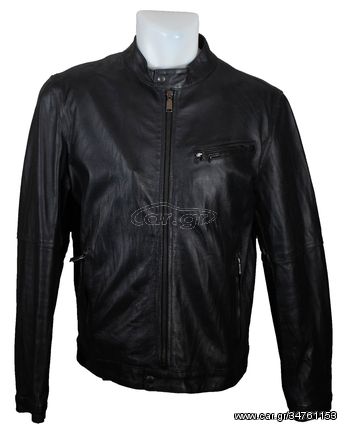 Ανδρικό Δερμάτινο Μπουφάν Biker BOKASHOES Μαύρο Β300-BOKASHOES JACKET B300-