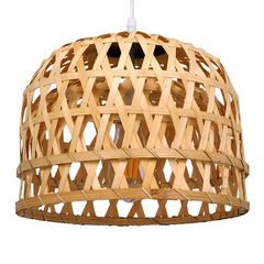 Boho κρεμαστό φωτιστικό MANGEA μονόφωτο καφέ ξύλινο Bamboo Ø32xY30cm 1 x E27 AC 220-240V