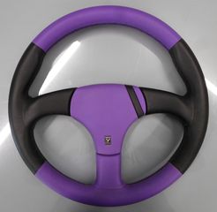 ΤΙΜΟΝΙ ABARTH ΜΑΥΡΟ-ΜΩΒ ΔΕΡΜΑΤΙΝΟ MADE BY ATIWE ITALIA