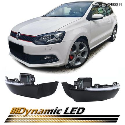 Φλας Καθρέπτη Για Vw Polo 6R 6C 09-17 Dynamic Led Canbus Λευκό 2 Τεμάχια