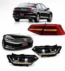 ΣΕΤ ΦΑΝΑΡΙΑ Full LED Headlights + LED Taillights suitable for VW Passat B8 3G (2014-2019) Matrix R line with Sequential Dynamic Turning Lights