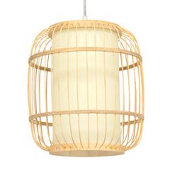 Boho κρεμαστό φωτιστικό HIBISCUS μονόφωτο μπεζ ξύλινο Bamboo Φ26xY32cm 1 x E27 AC 220-240V