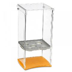 Βιτρίνα Plexiglass 5 θέσεων για χωνάκια με κίτρινη ματ βάση