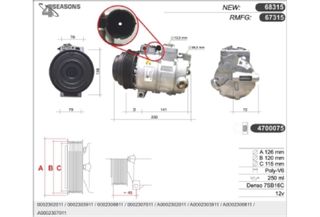 ΚΟΜΠΡΕΣΕΡ A C 4SEASONS MERCEDES  68315                 67315 38810P45G02 0002300911 0002302011 0002303911 0002306811 0002307011 0002340911 0002342411 0002342911 0002343111 2302011 2303911 2306811 2307