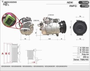 ΚΟΜΠΡΕΣΕΡ A C 4SEASONS VAG  77348 8D0260805B 8D0260805J 8D0260805RX 8D0260808 8D0260805B 8D0260805J 8D0260805Q 8D0260805R 8D0260805RX 8D0260808 8D0260805B 8D0260805J 8D0260805Q 8D0260805R 8D0260805RX